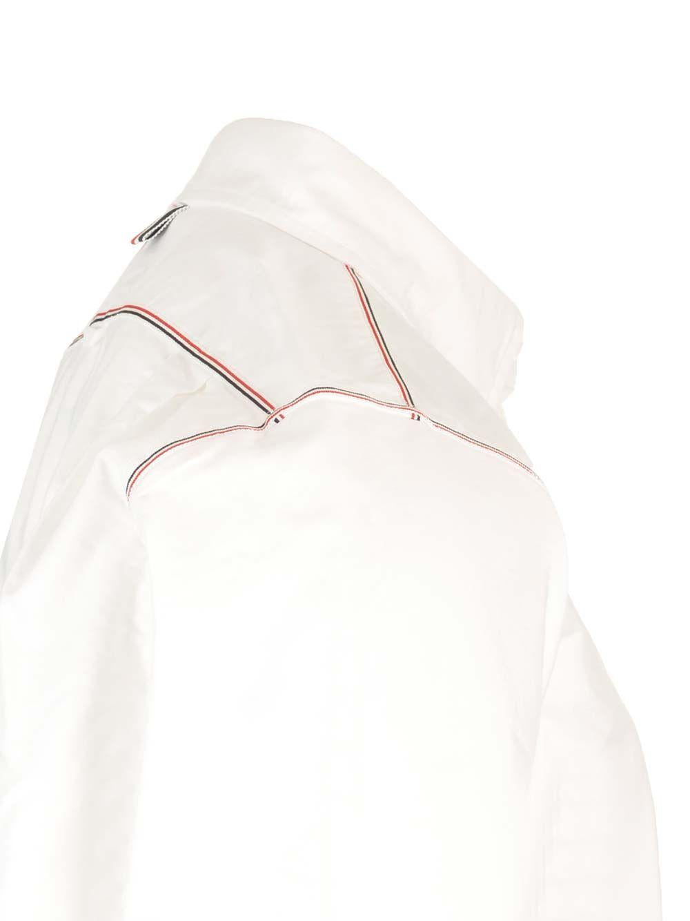 THOM BROWNE Long Sleeve Button-Up Shirt FW24 White Cotton