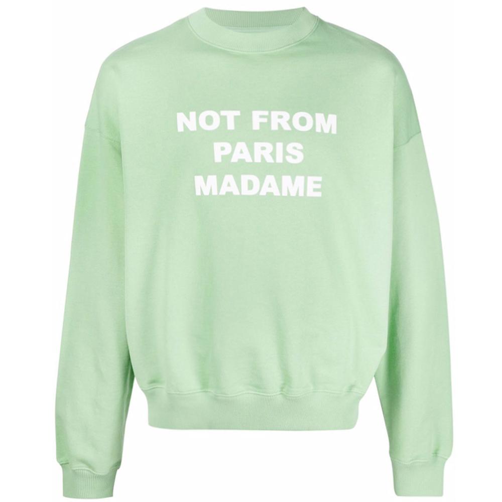 DROLE DE MONSIEUR Light Green Slogan Print Sweatshirt