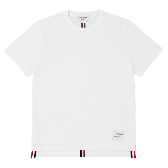 THOM BROWNE Center Back Stripe Piqué Relaxed Fit Short Sleeve T-Shirt