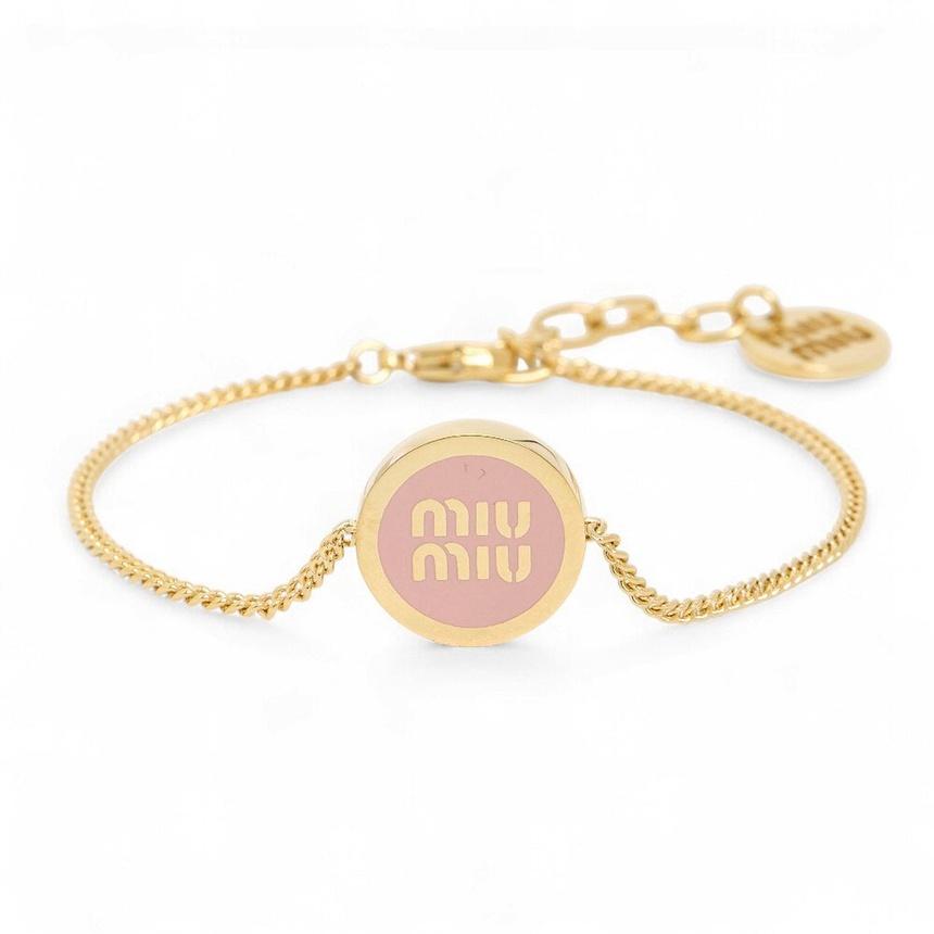 Miu Miu Silver-Tone Crystal Chain Bracelet