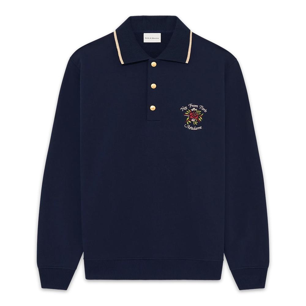 DROLE DE MONSIEUR Embroidered Logo Sweatshirt Navy JPL162 CO127 NY