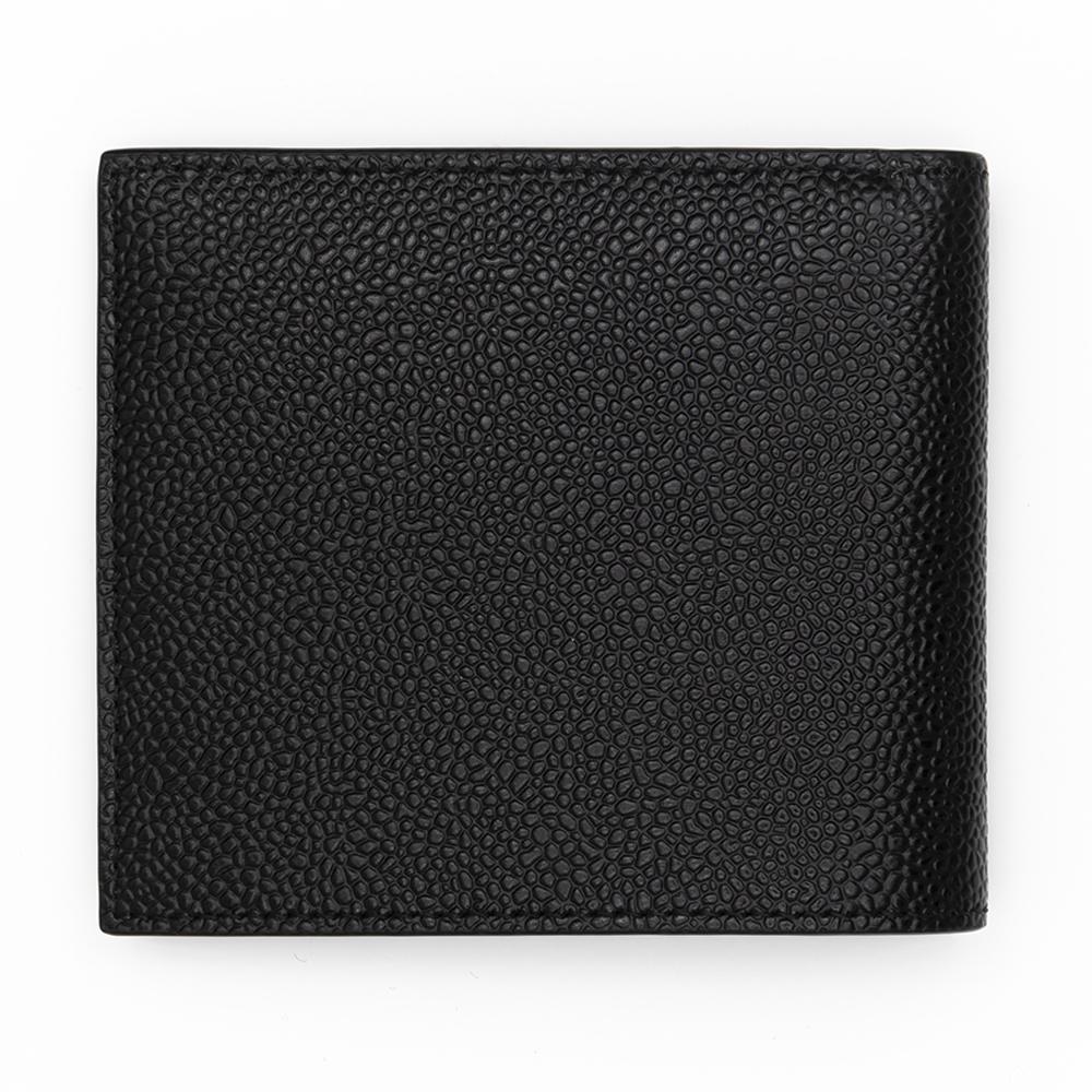 THOM BROWNE Pebble Grain Leather Tricolor Tab Bifold Wallet