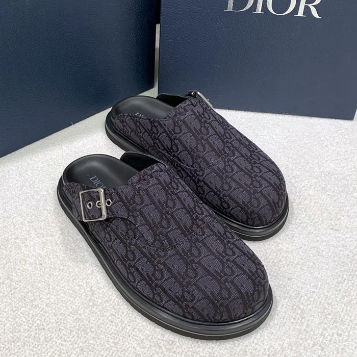 DIOR Men’s Oblique Jacquard Aqua Mule Sandals Black