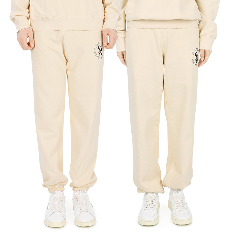 SPORTY&RICH Suede Jogger Sweatpants Cream Black Unisex SS