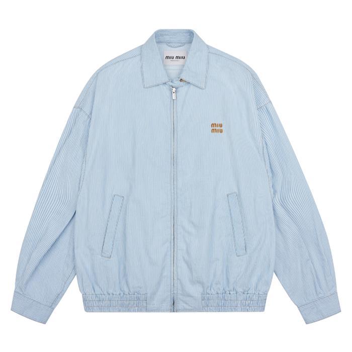 Miu Miu Chambray Bomber Jacket Blue