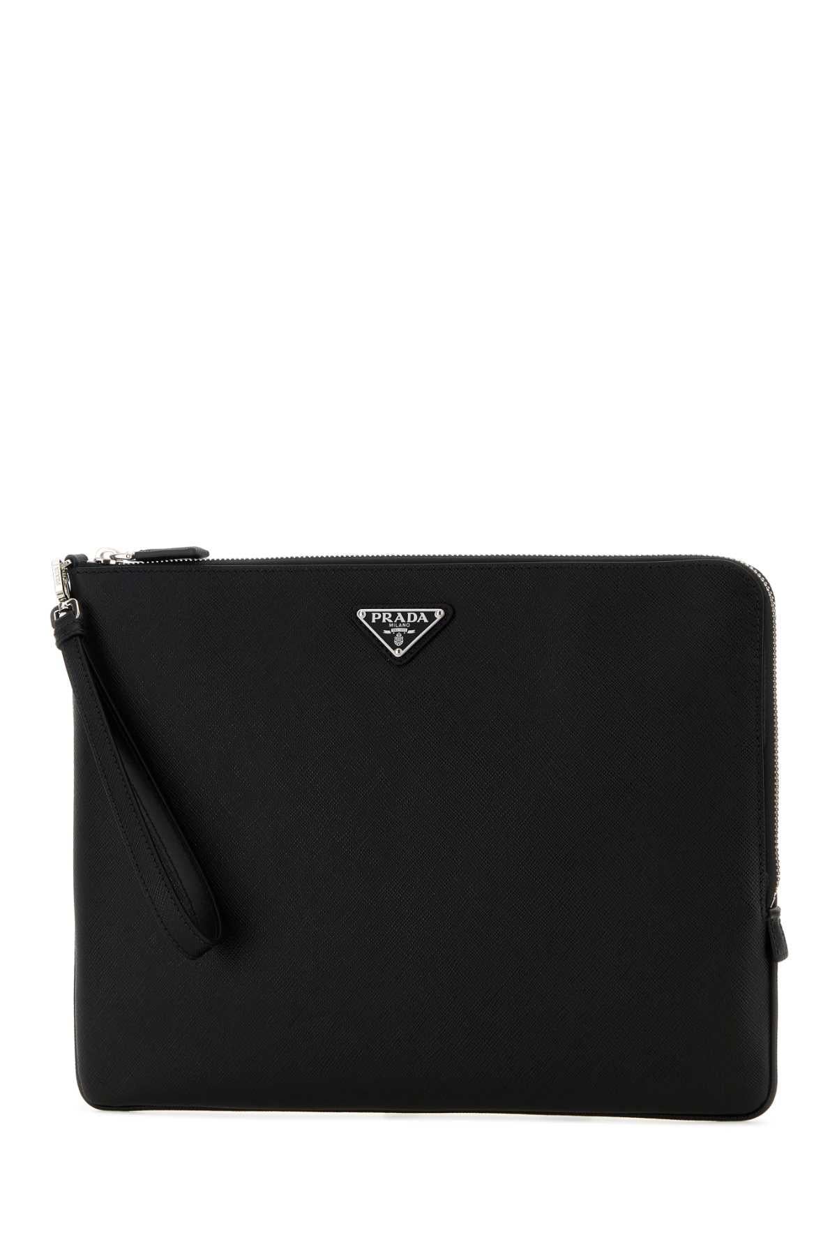 PRADA Black Nylon Zipper Pouch