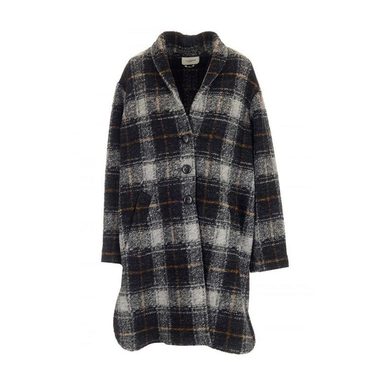 Isabel Marant Gabriel Check Wool Coat Charcoal