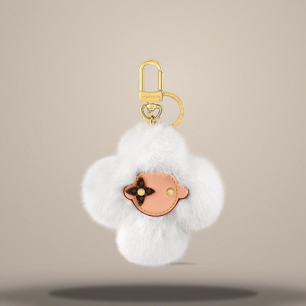 Louis Vuitton Vivienne Faux Fur White Key Holder Keyring