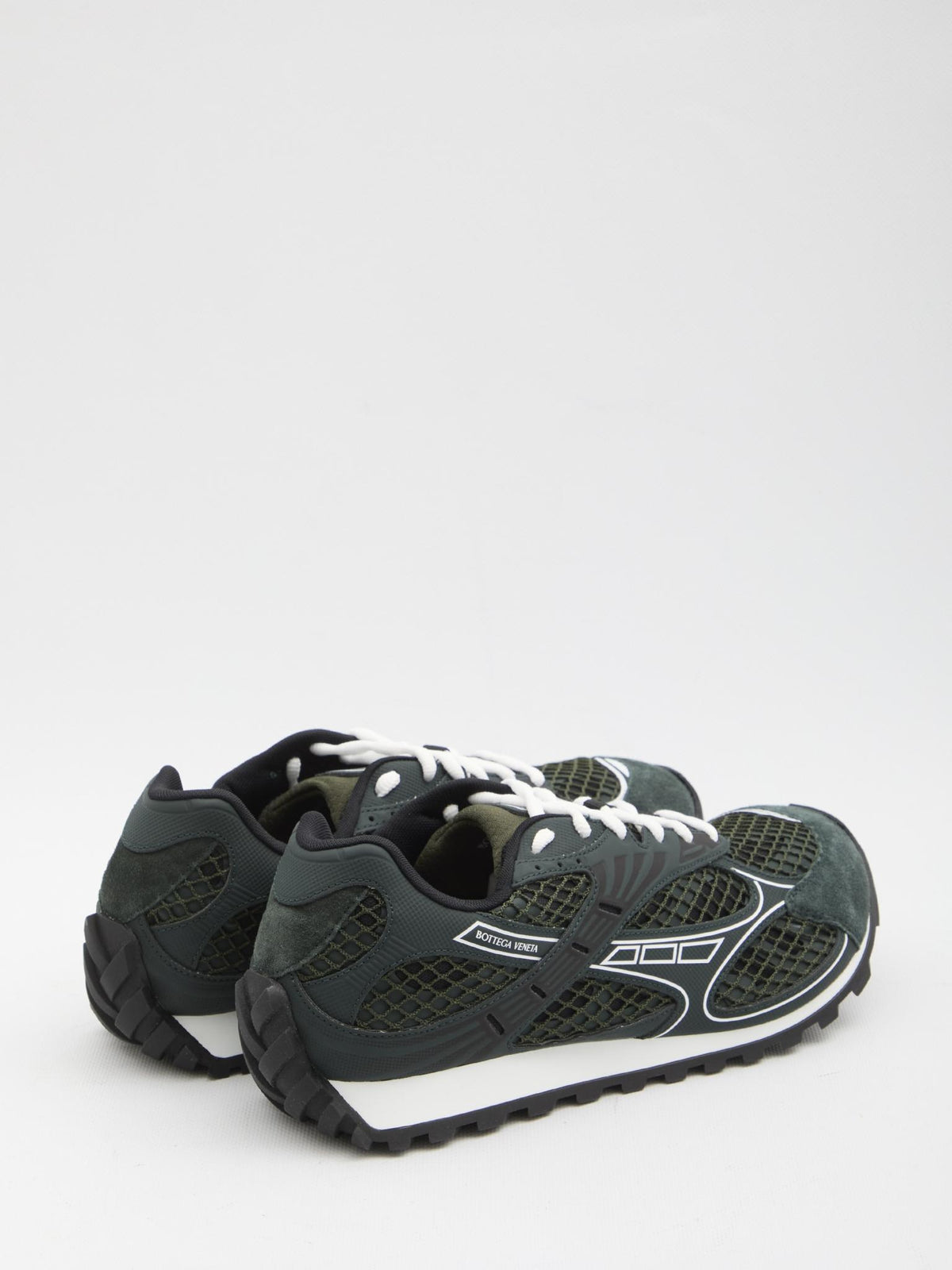 Bottega Veneta Green Leather Low-Top Sneakers for Men