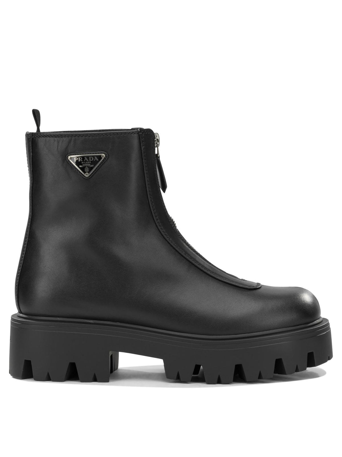 PRADA Black Leather Ankle Boots