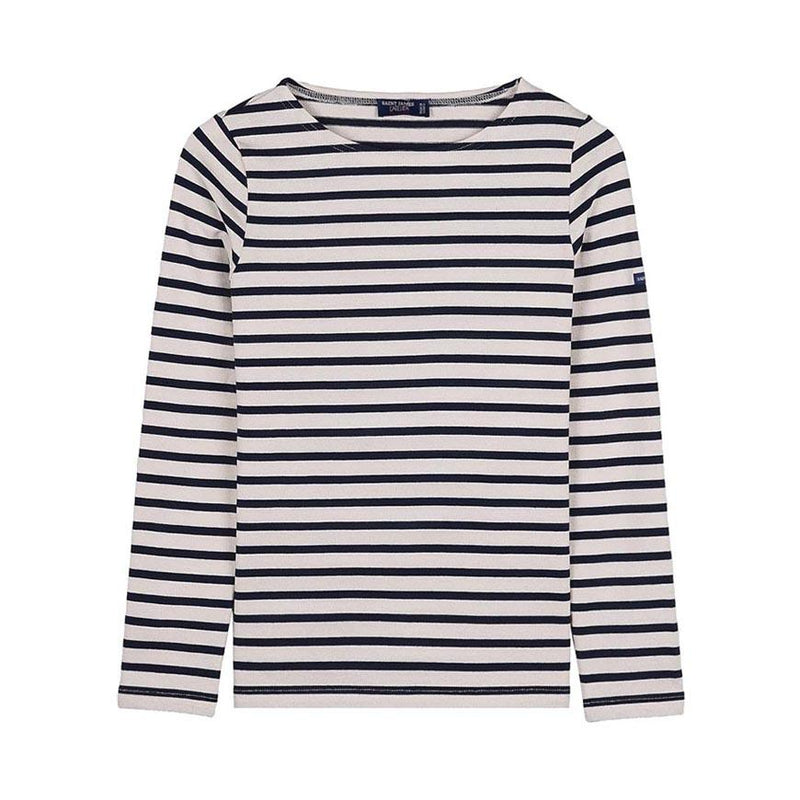 Saint James Ecru/Navy Striped Cotton MERIDAME II Women’s T-Shirt