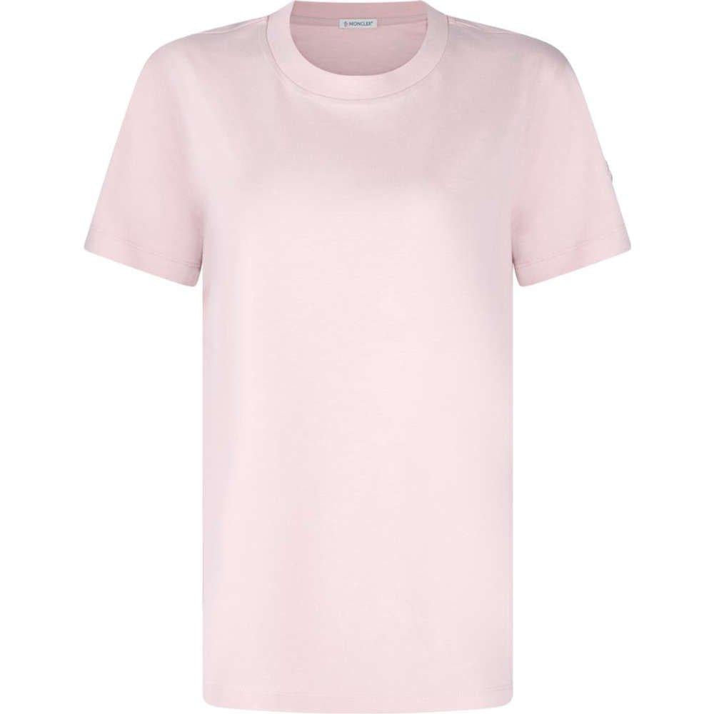 Moncler Light Pink Logo Patch Short Sleeve Women’s T-Shirt