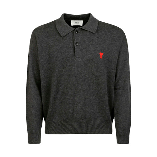 AMI Merino Wool Long Sleeve Polo Knit Unisex