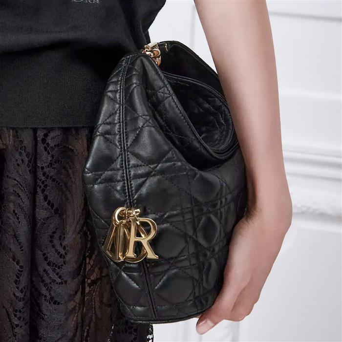 DIOR Black Leather Toujours Hobo Bag Small