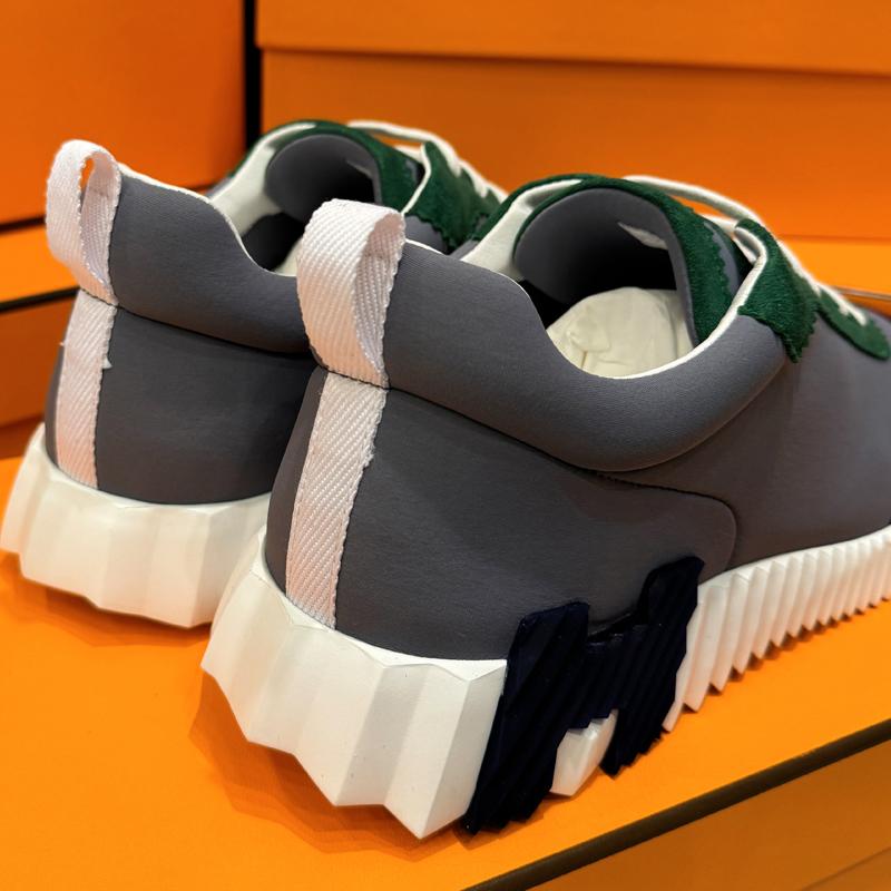 HERMES Sky Blue/Black Bouncing Technical Goatskin Low-Top Sneakers