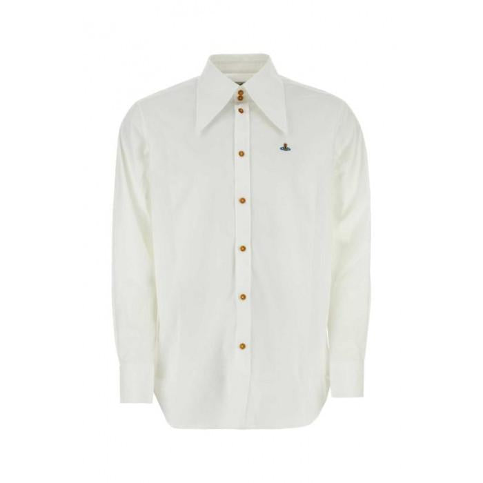 Vivienne Westwood White Cotton Violin Print Long Sleeve Shirt