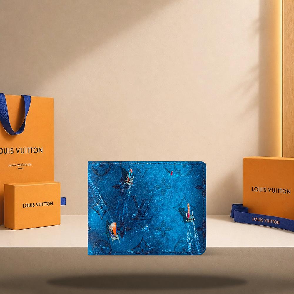 Louis Vuitton Catamaran Navy Blue Multiple Wallet Women’s Bi-Fold Wallet M28810