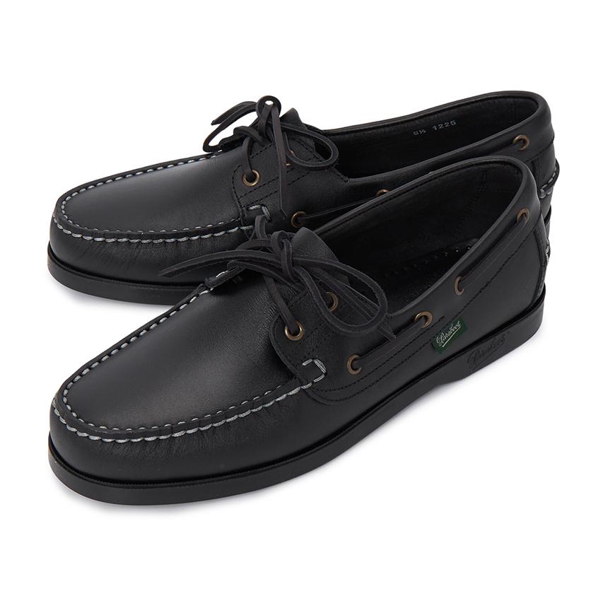 PARABOOT Bas Men’s Boat Shoes Black Leather Loafers