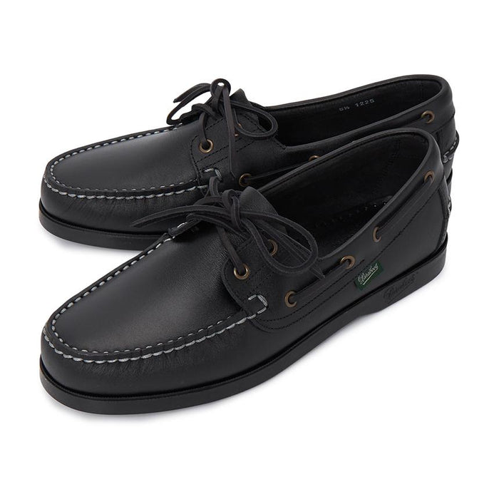 PARABOOT Bas Men’s Boat Shoes Black Leather Loafers