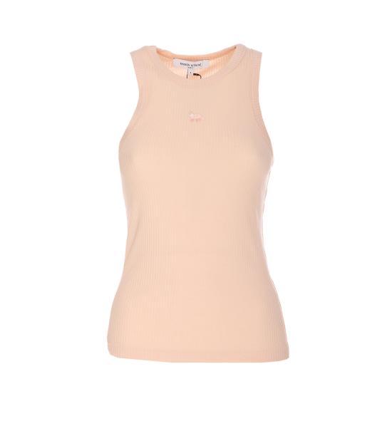 Maison Kitsune Pale Pink Sleeveless Cotton T-Shirt