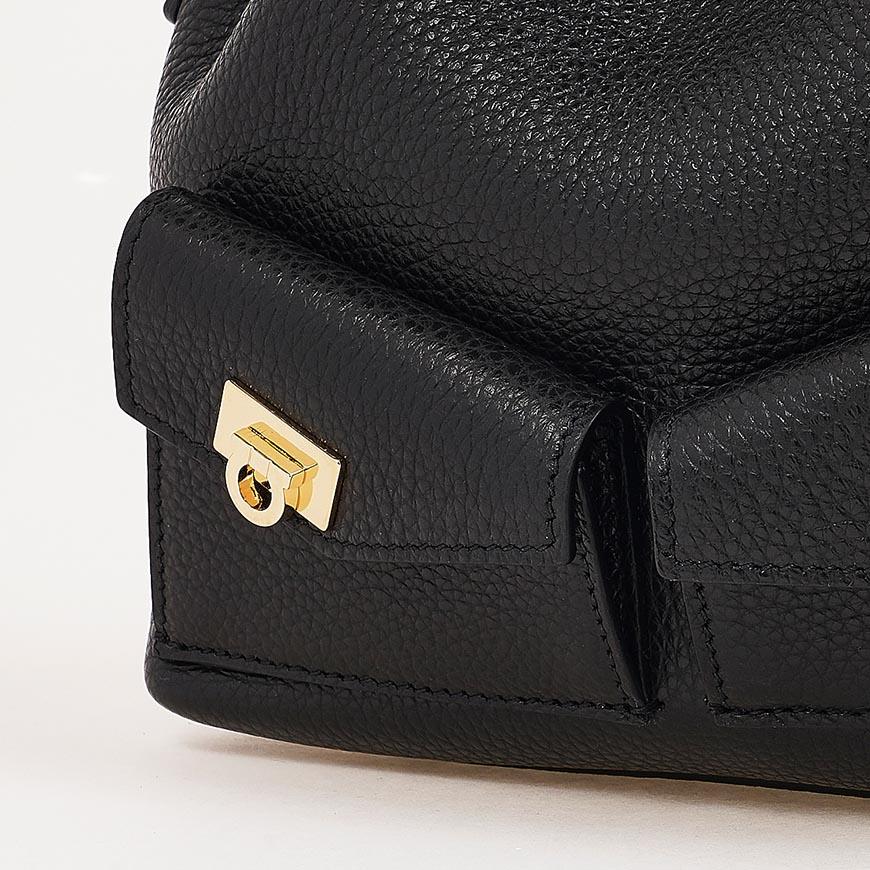 Ferragamo Women’s Hug Multi-Pocket Bucket Bag Black Leather