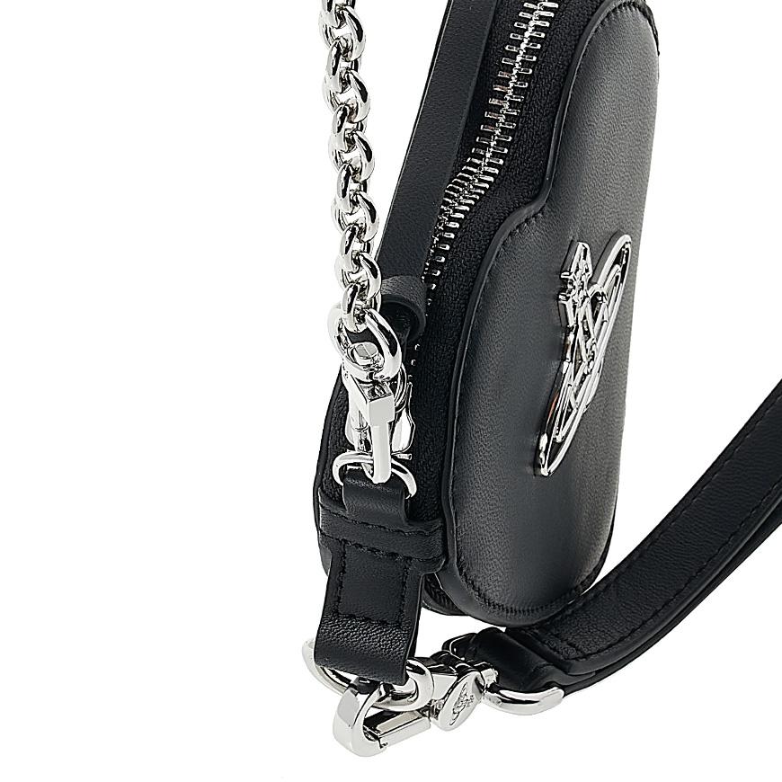 Vivienne Westwood Nappa Thin Line Heart Wristlet Clutch Black