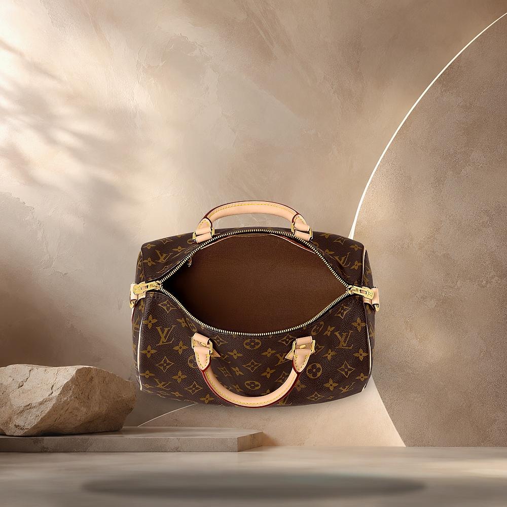 Louis Vuitton Mon Monogram Coated Canvas Speedy Bandouliere 30 Tote Bag