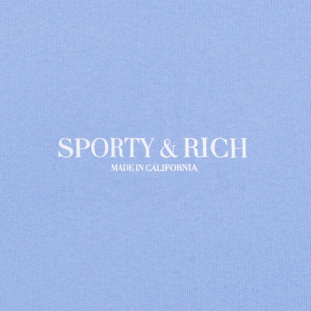 SPORTY&RICH Periwinkle Logo Print Fleece Sweatshirt for Women