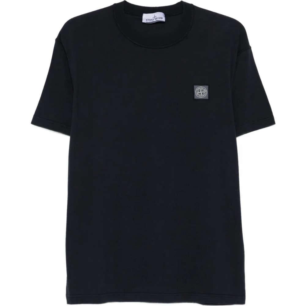 STONE ISLAND Logo Patch Black Short Sleeve T-Shirt
