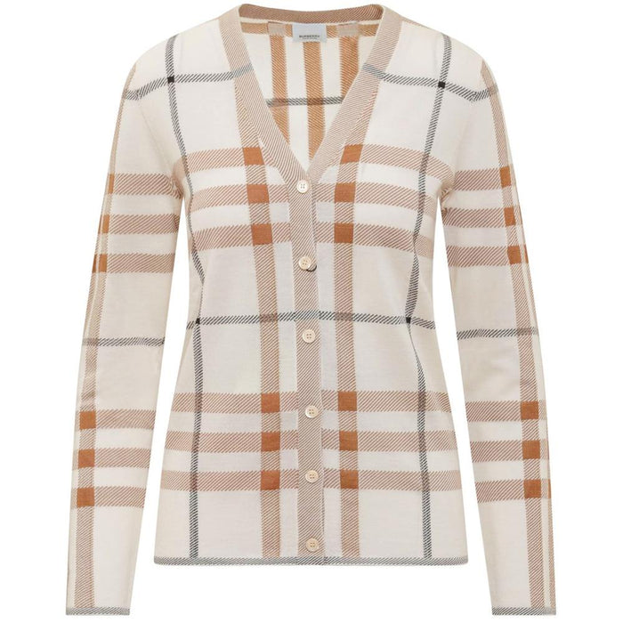 BURBERRY Soft Sand Check Knit Cardigan 8052401