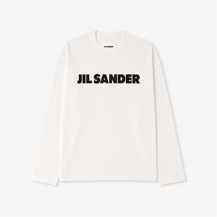 JIL SANDER Logo Long Sleeve T-Shirt for Men White Cotton