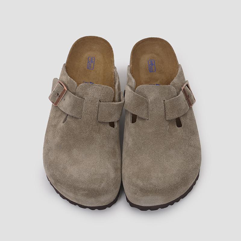 Birkenstock Boston Soft Footbed Suede Mule Taupe Unisex Sandals 560773
