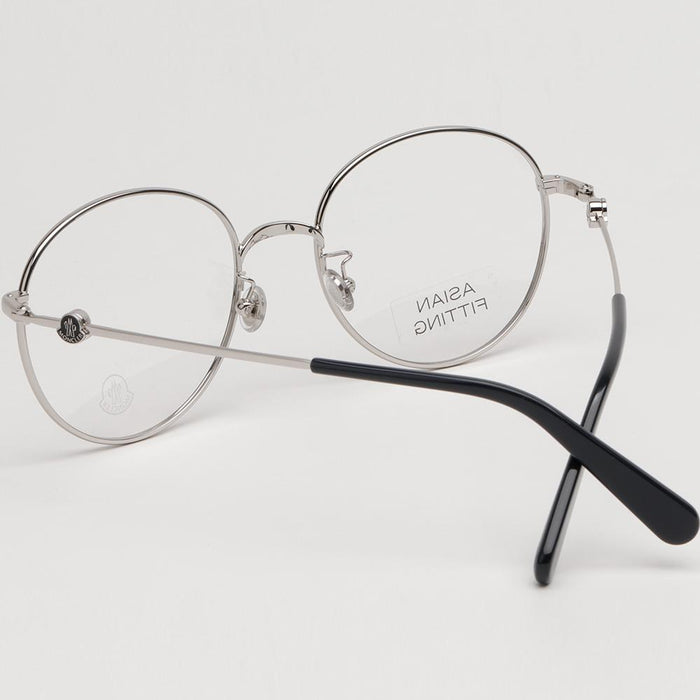 Moncler Silver Metal Oval Eyeglass Frames ML5138D Asian Fit Unisex