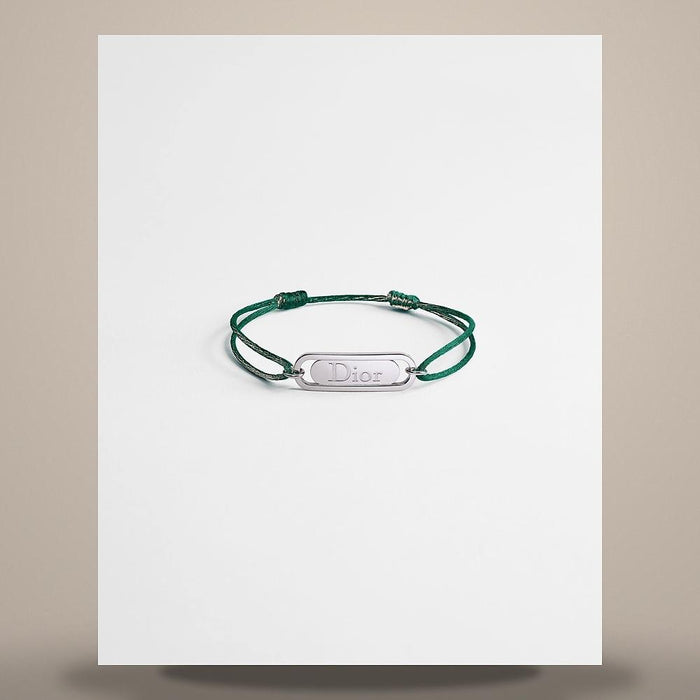 DIOR Deep Green Cord Bracelet Silver-Finish Brass B3371HOMMT D017