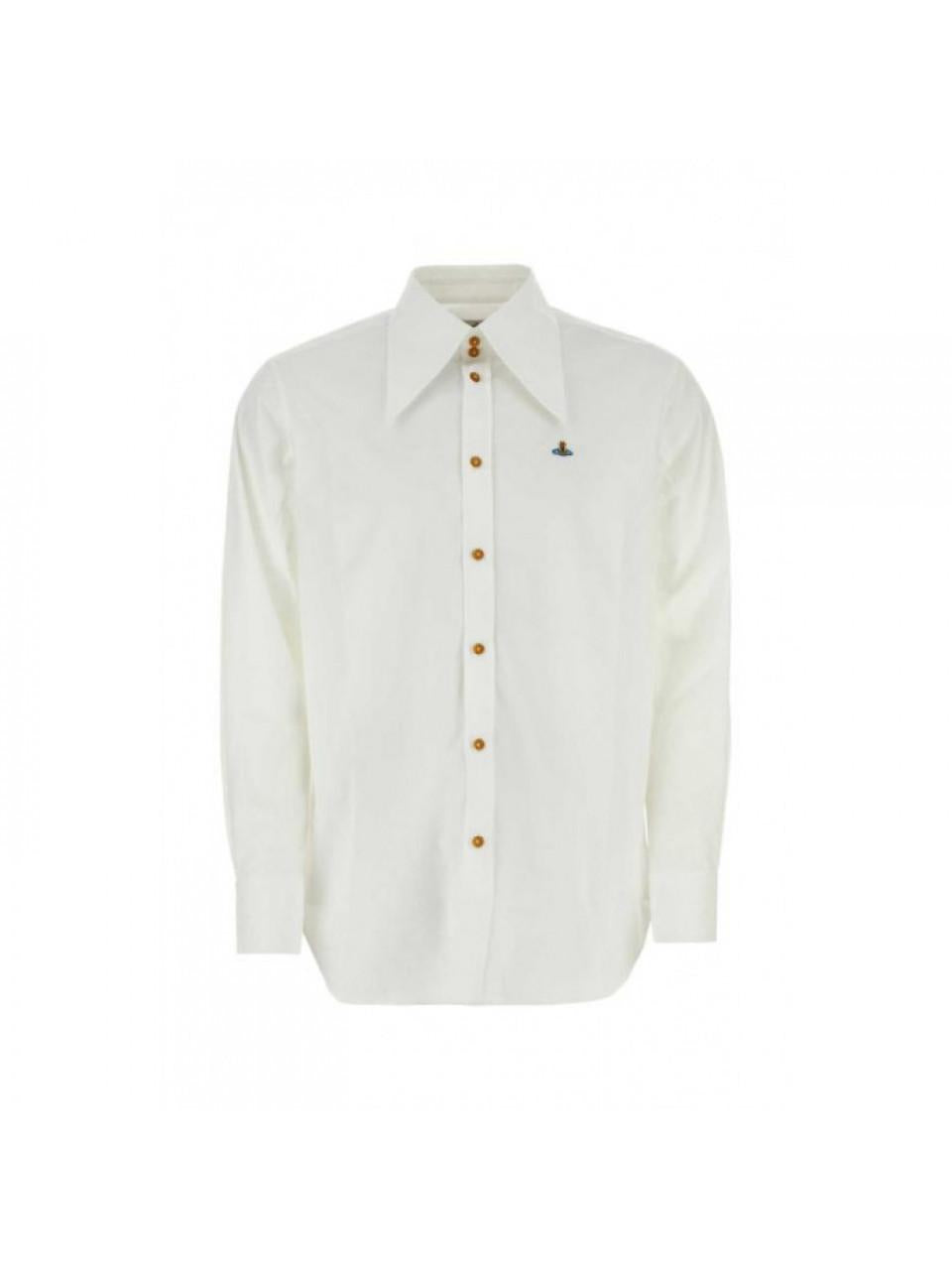 Vivienne Westwood White Cotton Violin Print Long Sleeve Shirt
