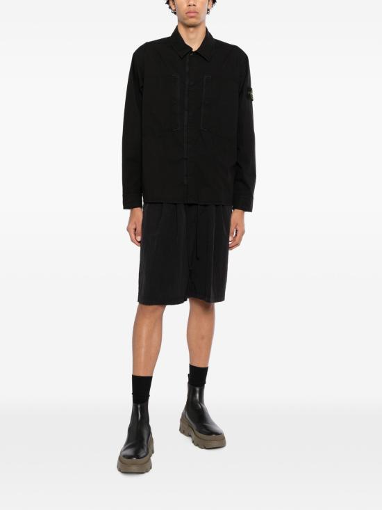 STONE ISLAND Black Long Sleeve Shirt Men’s Cotton Button-Up