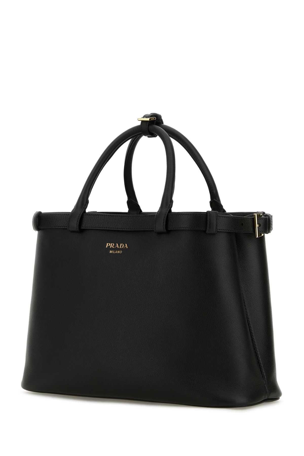 PRADA Black Leather Tote Bag