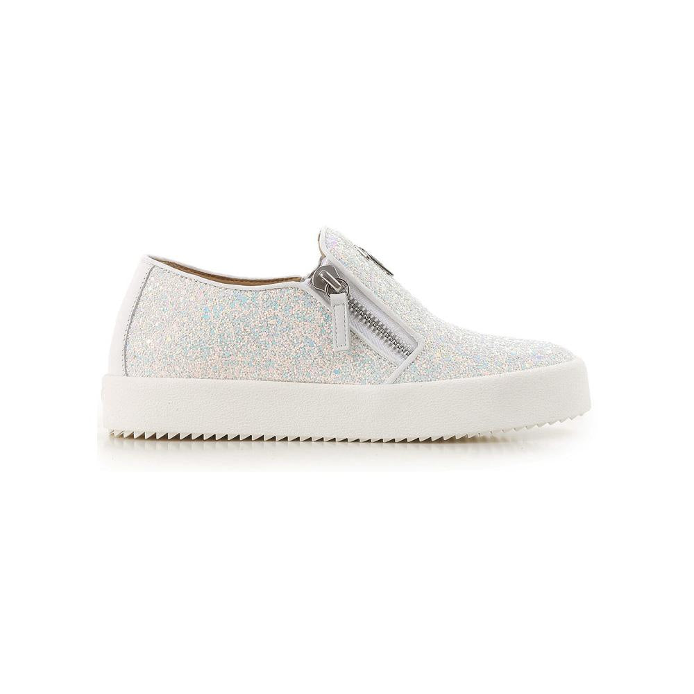 Giuseppe Zanotti Womens May Slip-On Glitter White Low-Top Sneakers