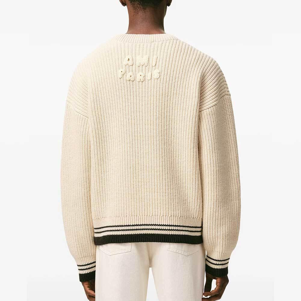 AMI Ribbed Wool V-Neck Ami de Coeur Sweater
