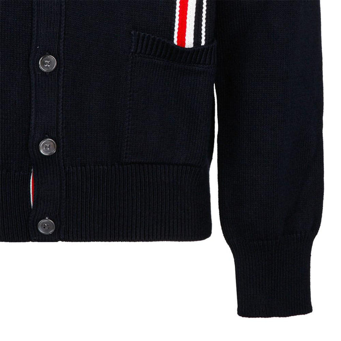 THOM BROWNE Men’s RWB Intarsia Cotton Cardigan Navy