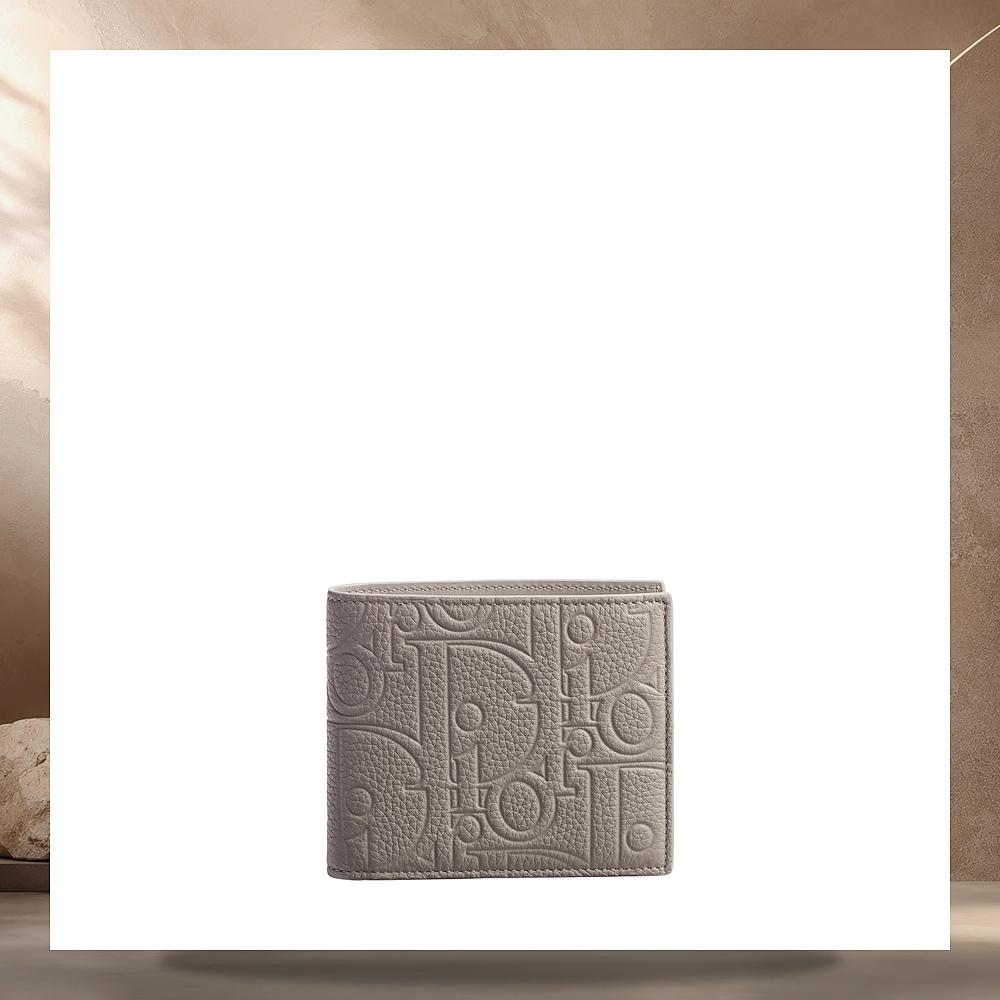 DIOR Trianon Gray Dior Gravity Leather Bifold Wallet 2ESBH096MLMH00G