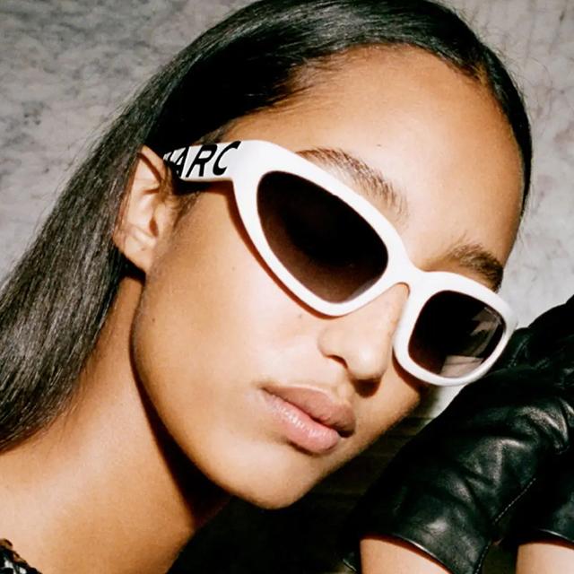 Marc Jacobs White Thick Frame Geek Chic Sporty Sunglasses MARC738S CCP9O