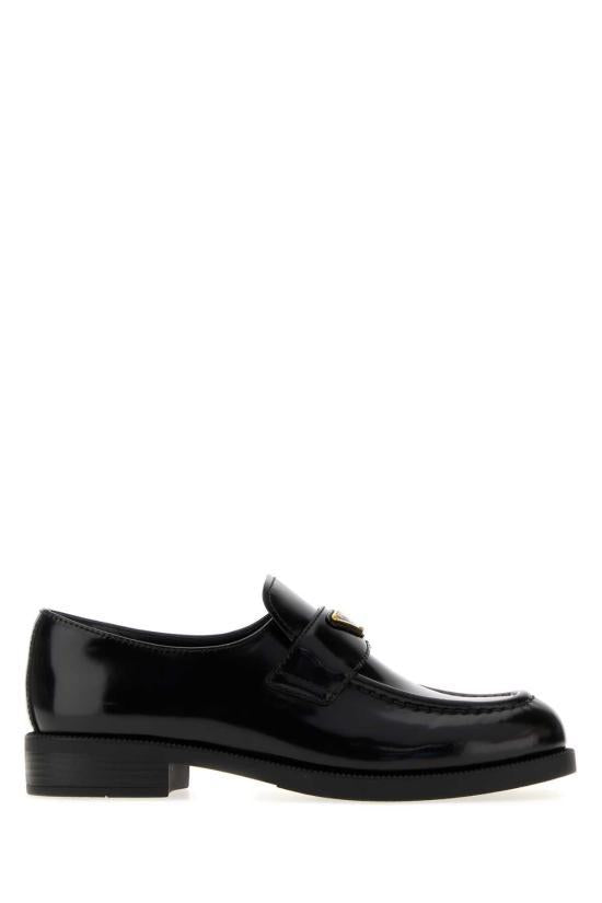 PRADA Black Suede Penny Loafers