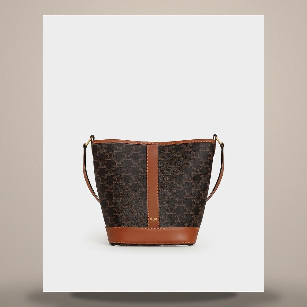 CELINE Triomphe Canvas Natural Calfskin Big Flat Shopper Tote Bag