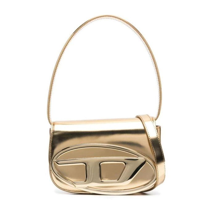 DIESEL Women's Gold Mirrored Leather Shoulder Bag X08396