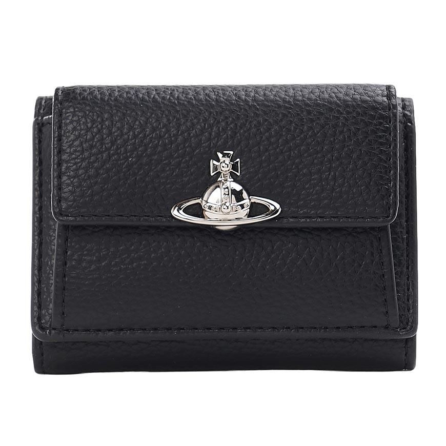 Vivienne Westwood Women’s Small Flap Purse Wallet Black Leather
