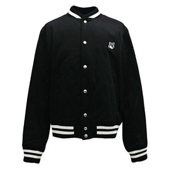 Maison Kitsune Cotton Satin Teddy Blouson Jacket Grey Fox Hea LM02233WW0093 P199