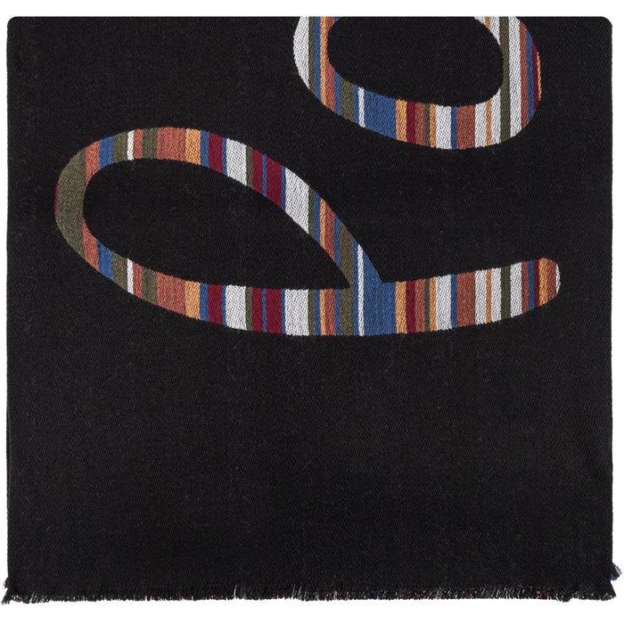 Paul Smith Black Stripe Logo Scarf M1A 150C P322 79