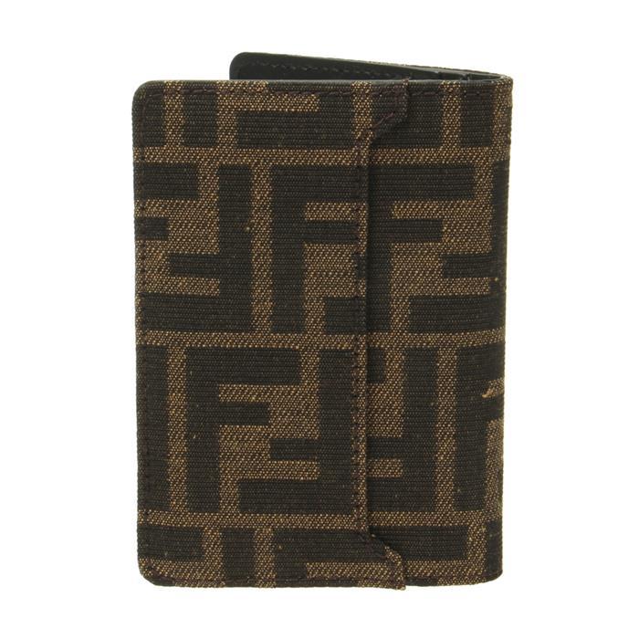 FENDI FF Logo Leather Card Holder Black