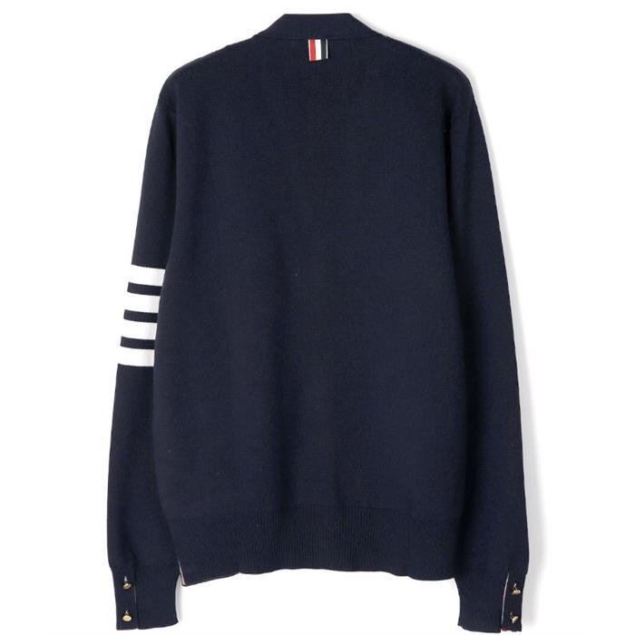 THOM BROWNE Navy Wool Cardigan for Men MKC171A